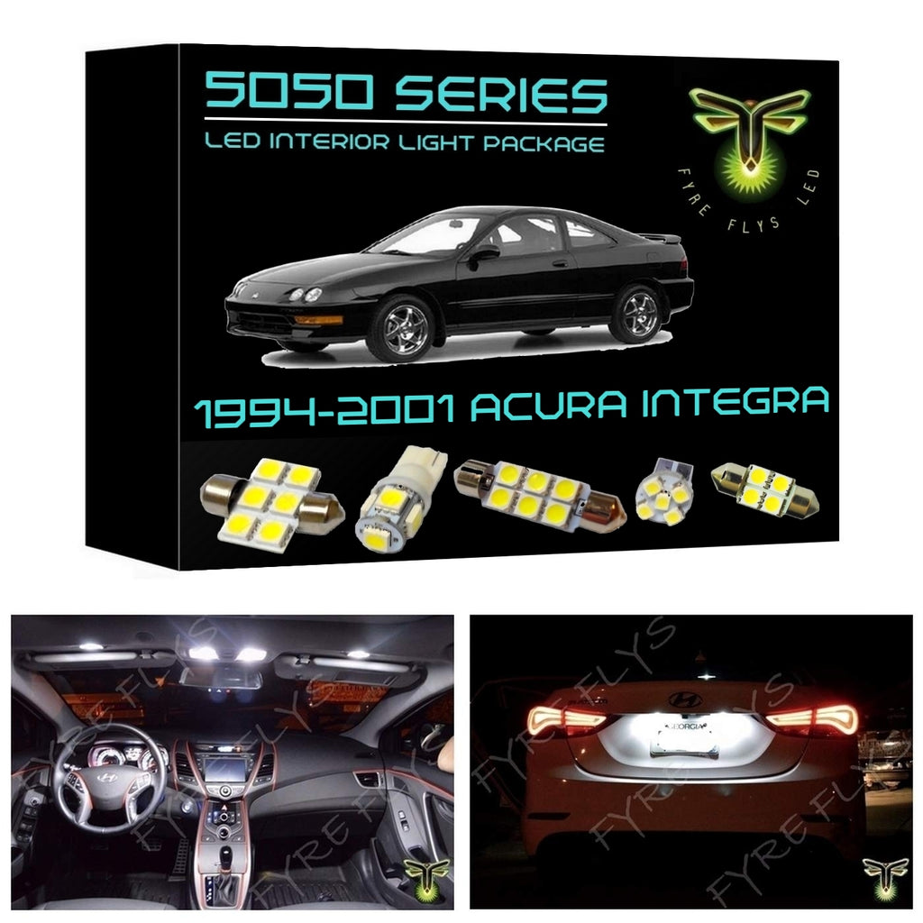6-Piece White LED Interior Light Kit For 1994-2001 Acura Integra - 5000K, 12V, Direct Fit