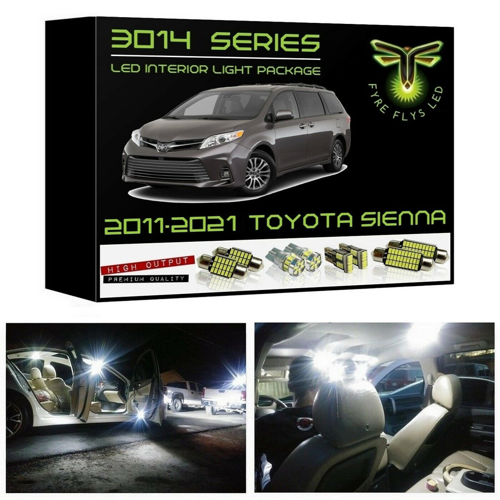 16-Piece Super White LED Interior Light Kit For 2015-2017 Toyota Sienna - 6000K Bulbs