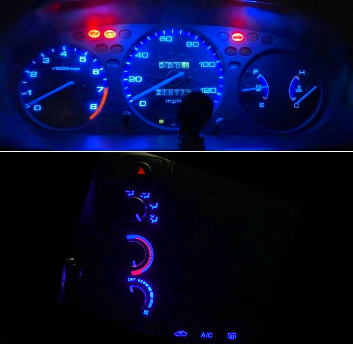 Gauge Cluster & AC Controls & Indicator LED package for 1999-2000 Honda Civic EK