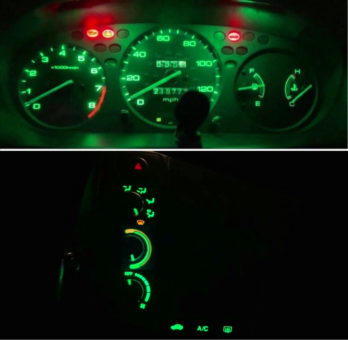 Gauge Cluster & AC Controls & Indicator LED package for 1999-2000 Honda Civic EK