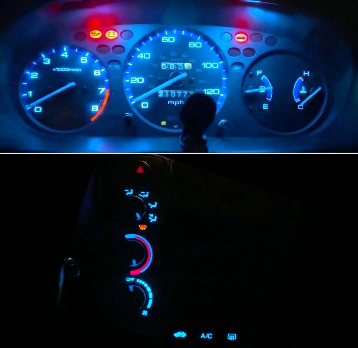 Gauge Cluster & AC Controls & Indicator LED package for 1999-2000 Honda Civic EK