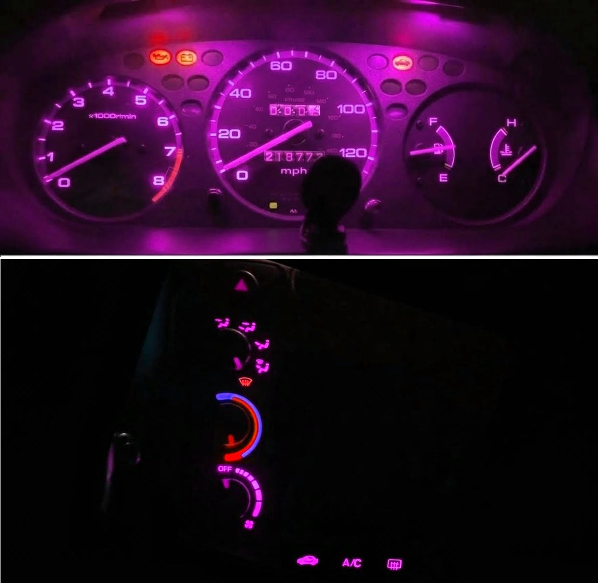 Gauge Cluster & AC Controls & Indicator LED package for 1999-2000 Honda Civic EK