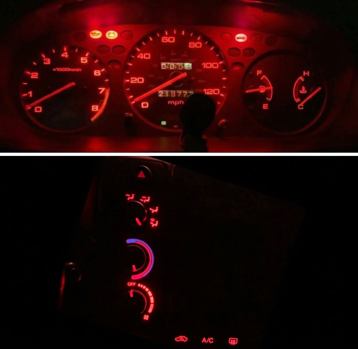 Gauge Cluster & AC Controls & Indicator LED package for 1999-2000 Honda Civic EK