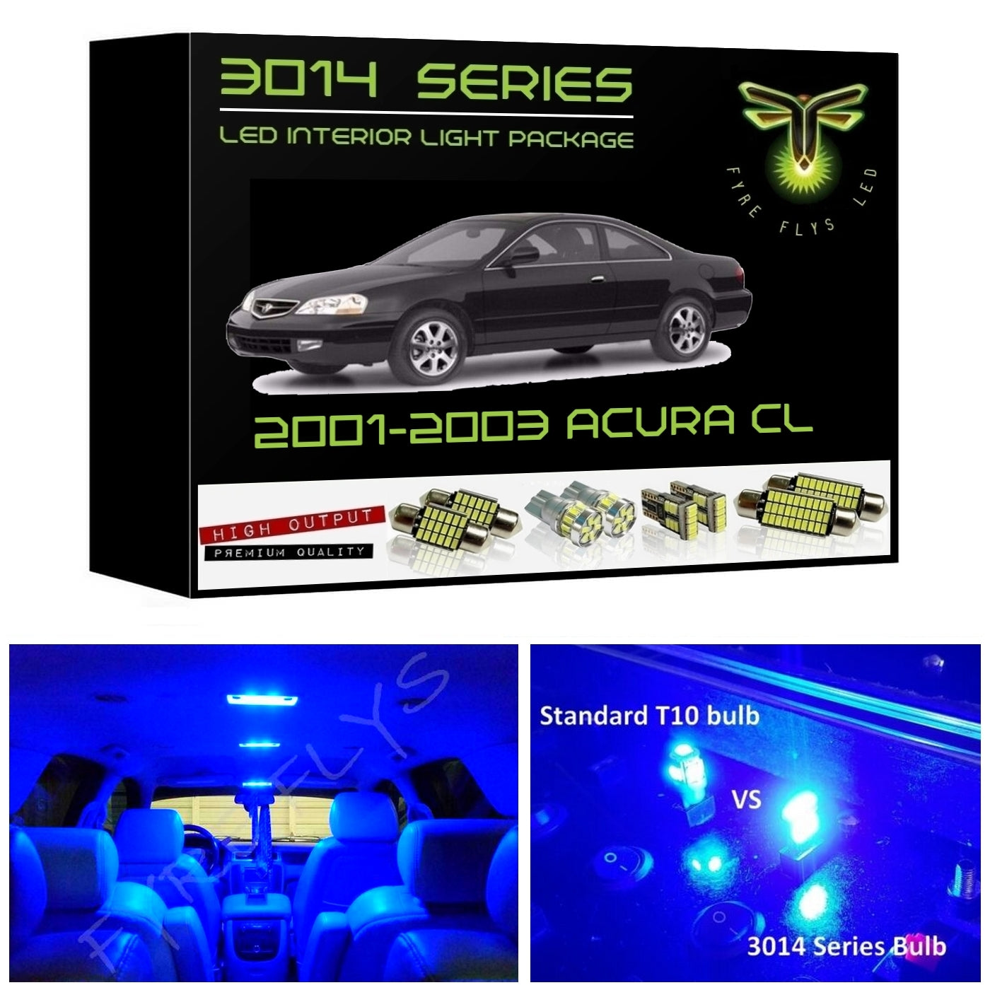 2001-2003 Acura CL Super Bright 3014 Series LED interior light kit