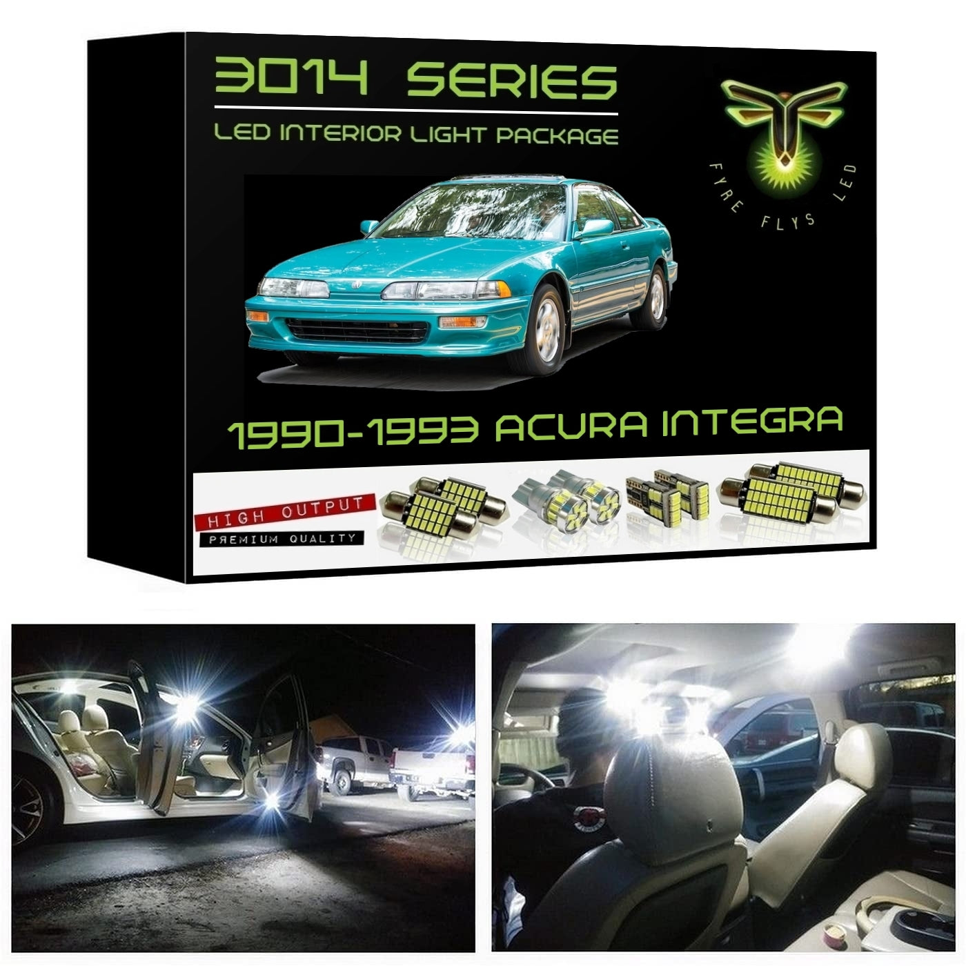 1990-1993 Acura Integra Super Bright 3014 Series LED interior light kit