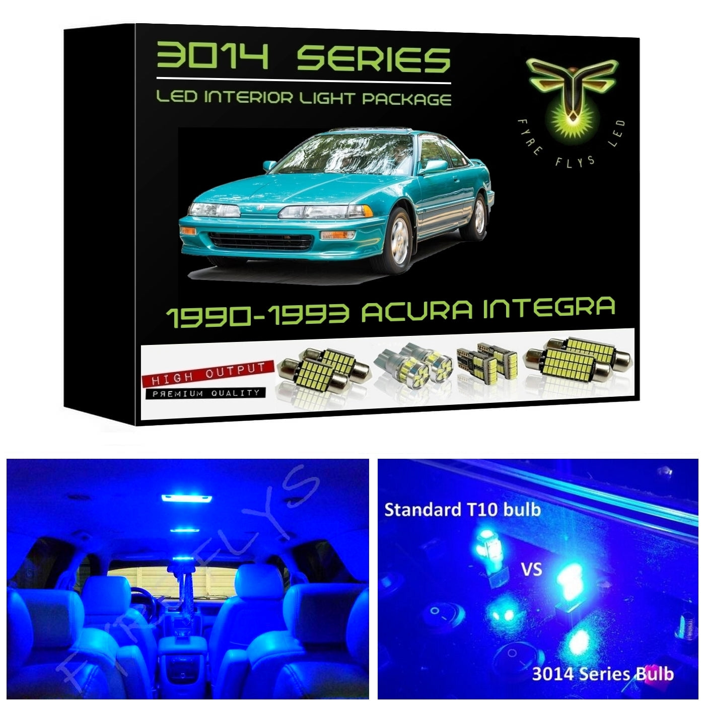 1990-1993 Acura Integra Super Bright 3014 Series LED interior light kit