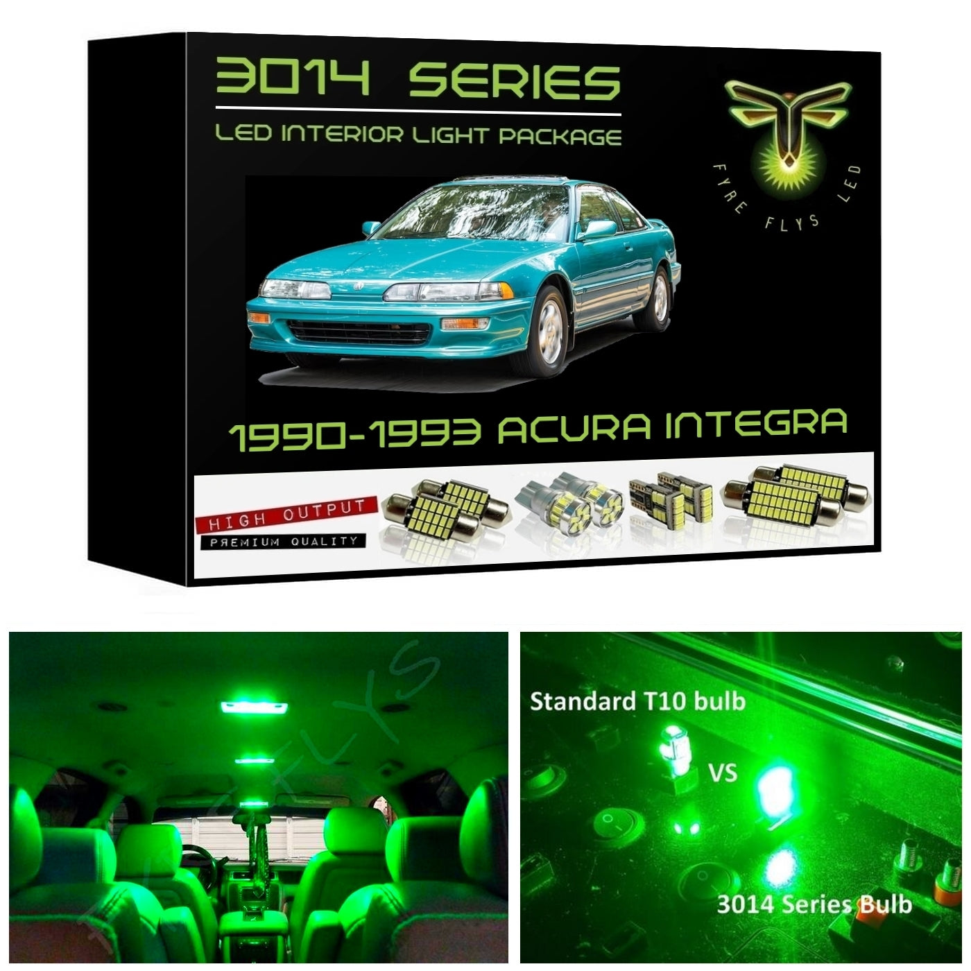 1990-1993 Acura Integra Super Bright 3014 Series LED interior light kit