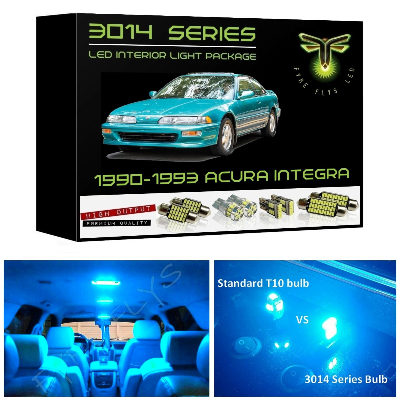 1990-1993 Acura Integra Super Bright 3014 Series LED interior light kit
