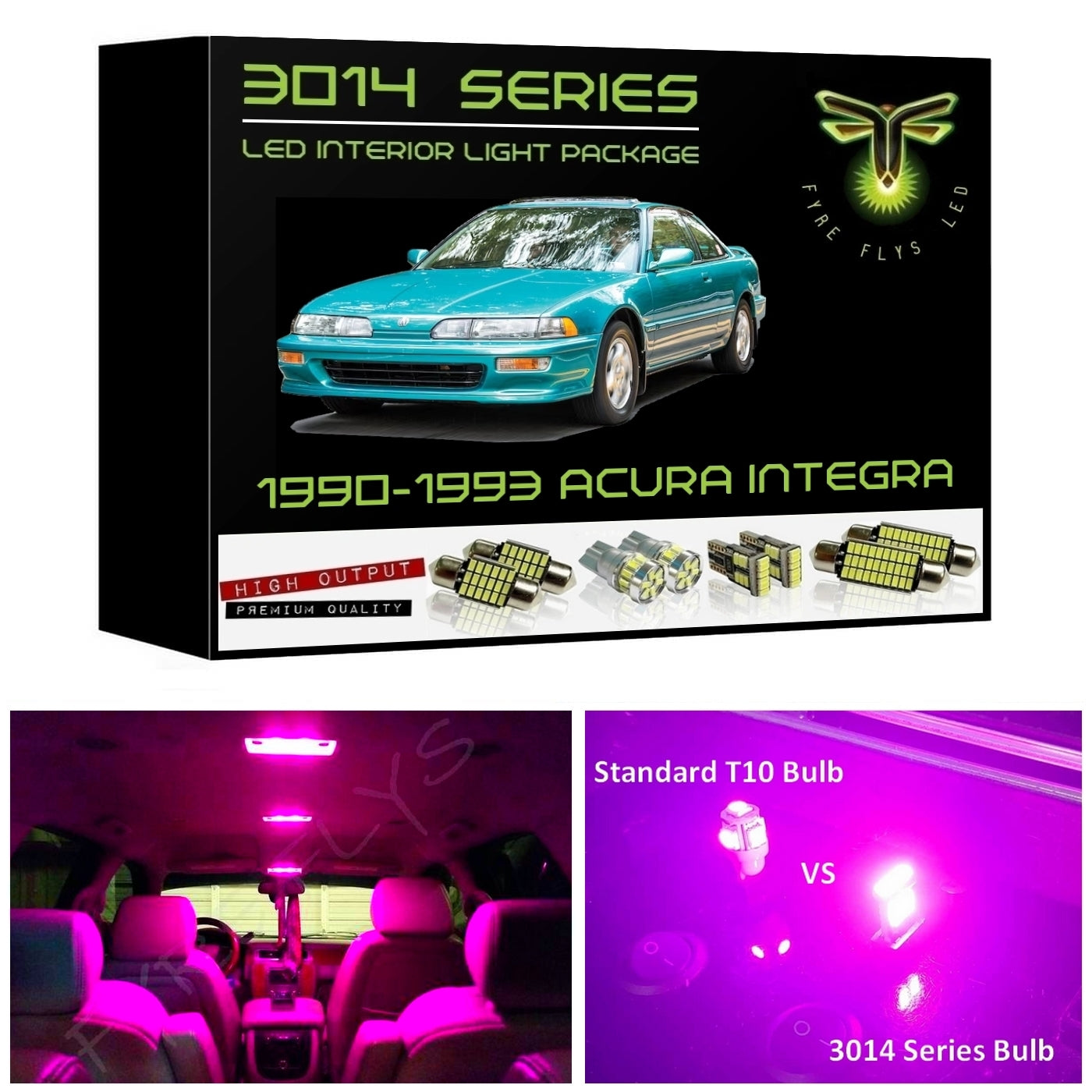 1990-1993 Acura Integra Super Bright 3014 Series LED interior light kit