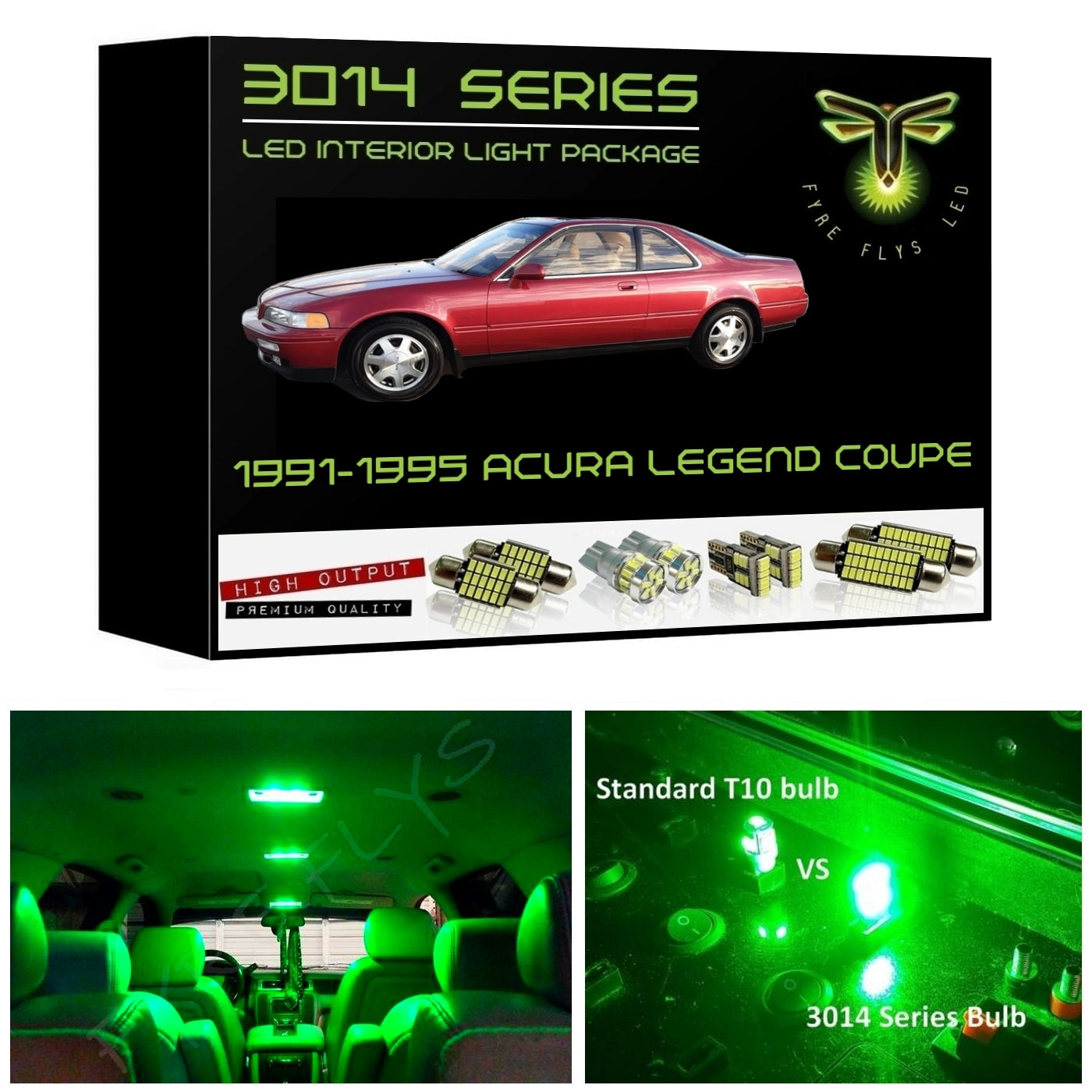 1991-1995 Acura Legend Coupe Super Bright LED interior light kit 3014 Series