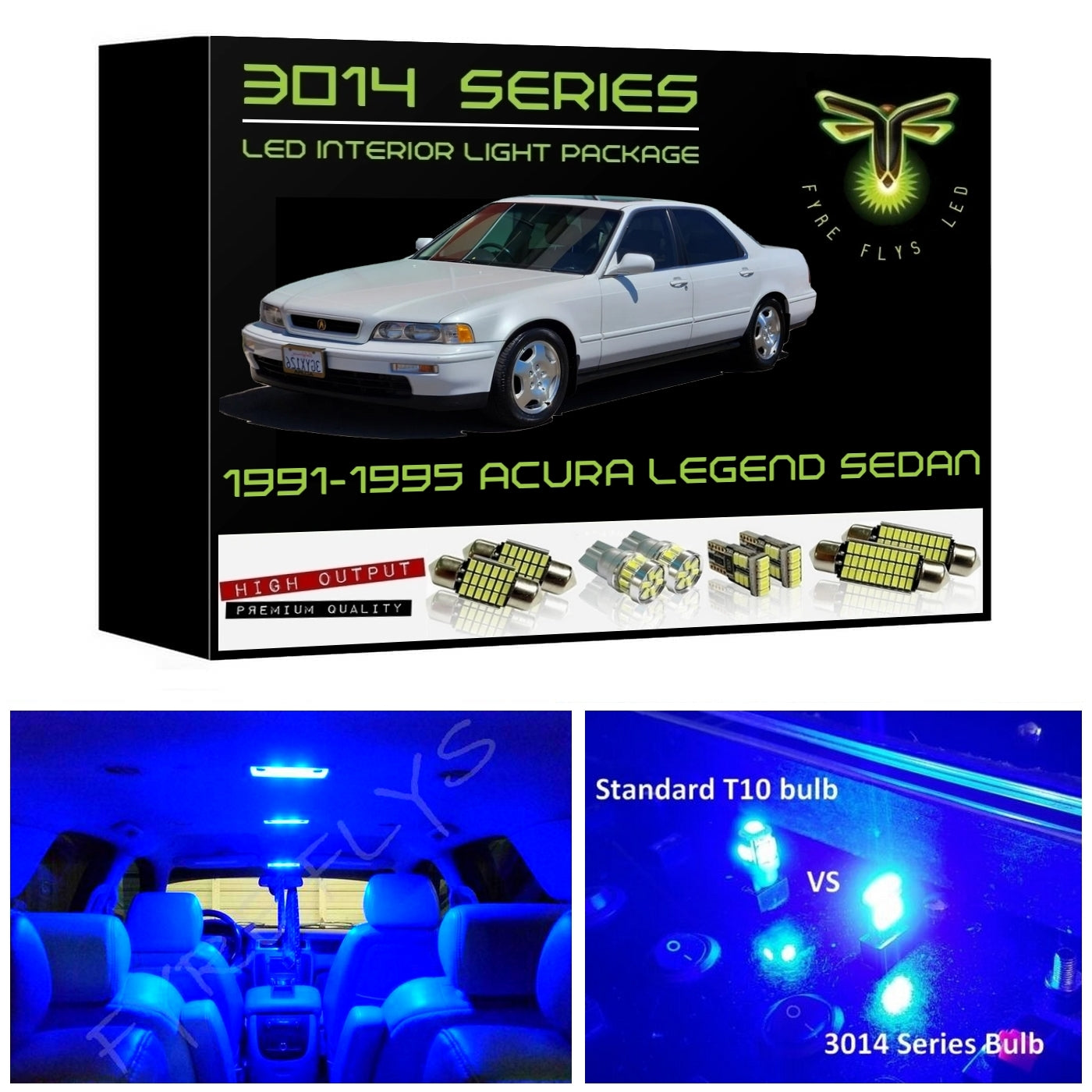 1991-1995 Acura Legend Sedan Super Bright LED interior light kit 3014 Series