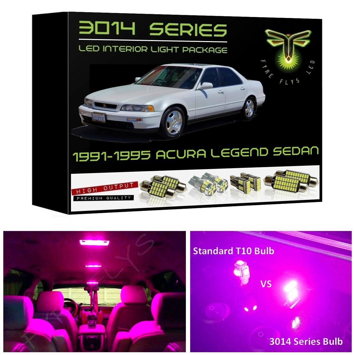 1991-1995 Acura Legend Sedan Super Bright LED interior light kit 3014 Series