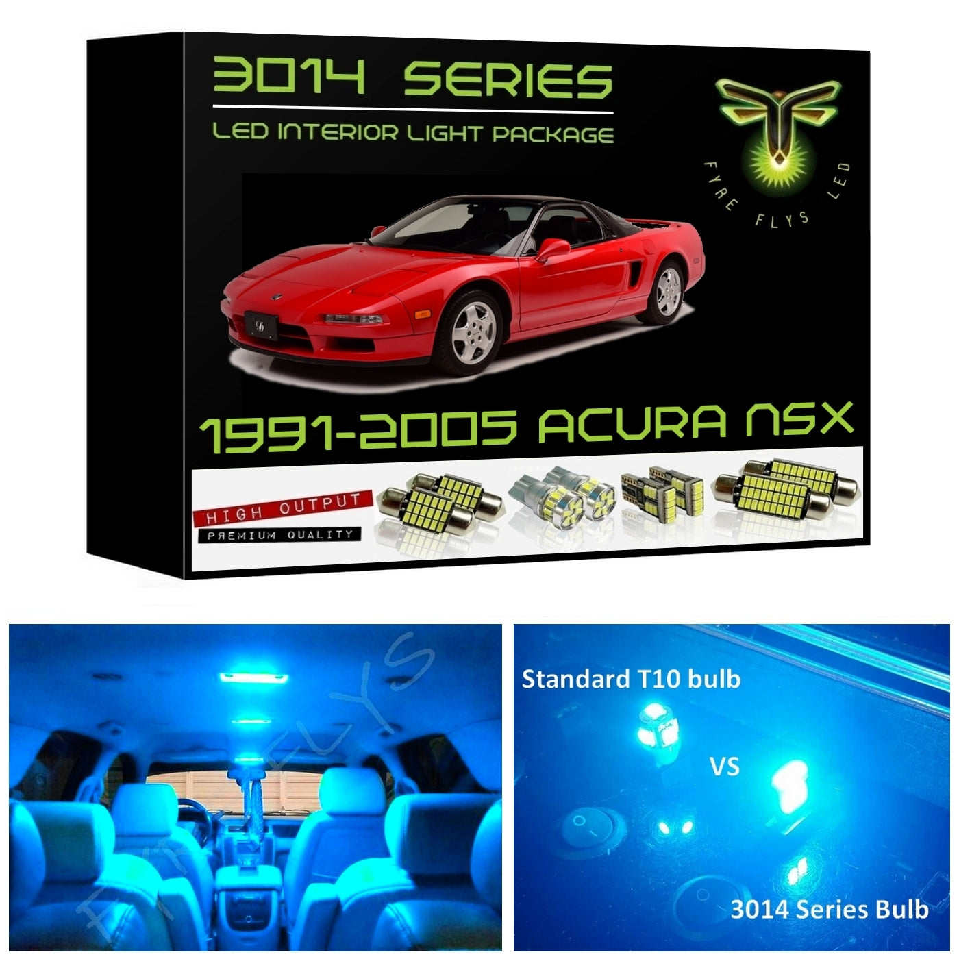 1991-2005 Acura NSX Super Bright 3014 Series LED interior light kit