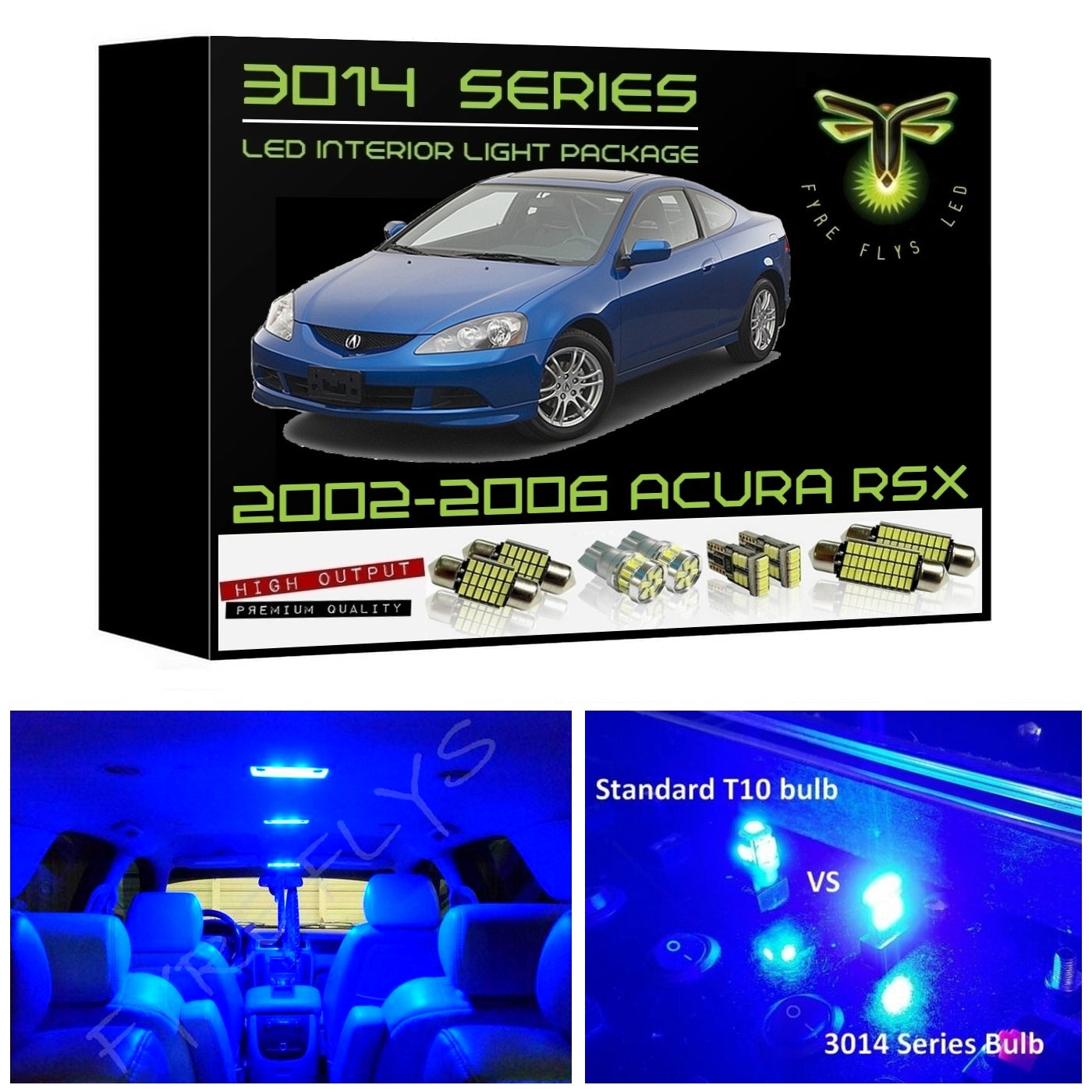 2002-2006 Acura RSX Super Bright 3014 Series LED interior light kit