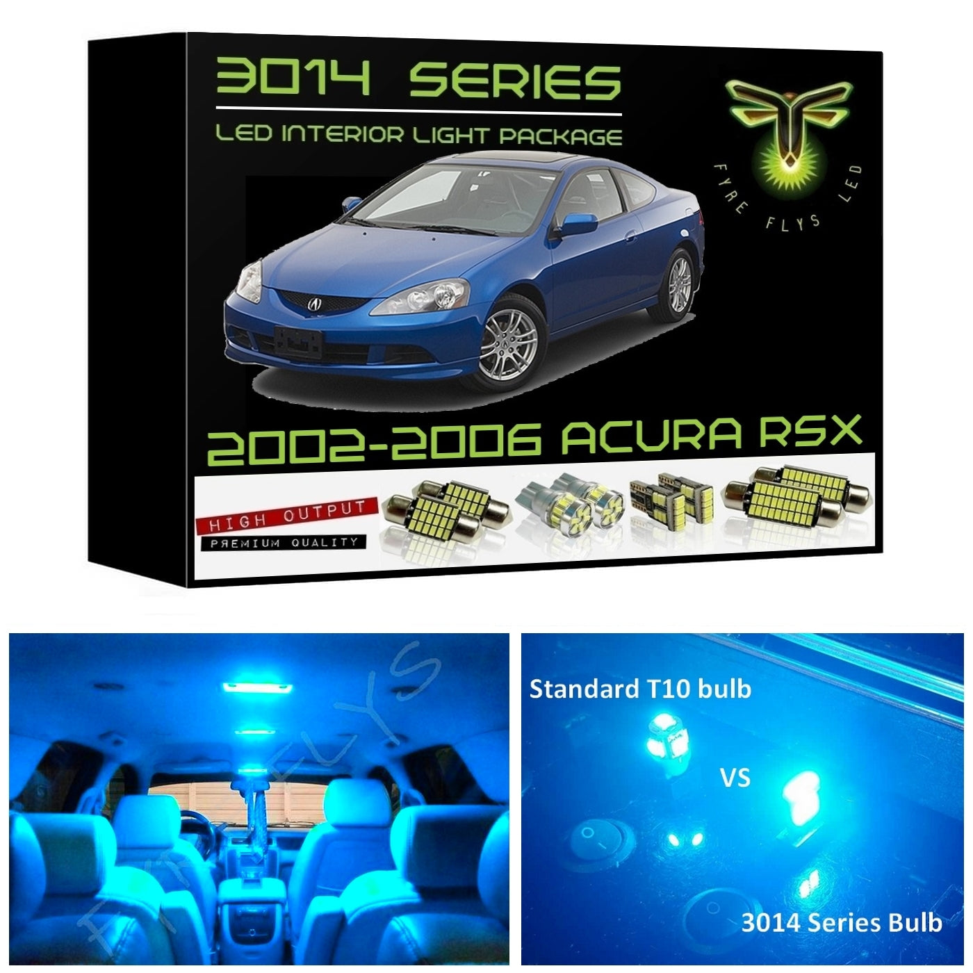 2002-2006 Acura RSX Super Bright 3014 Series LED interior light kit