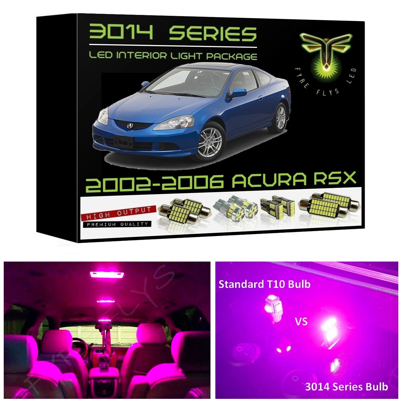 2002-2006 Acura RSX Super Bright 3014 Series LED interior light kit