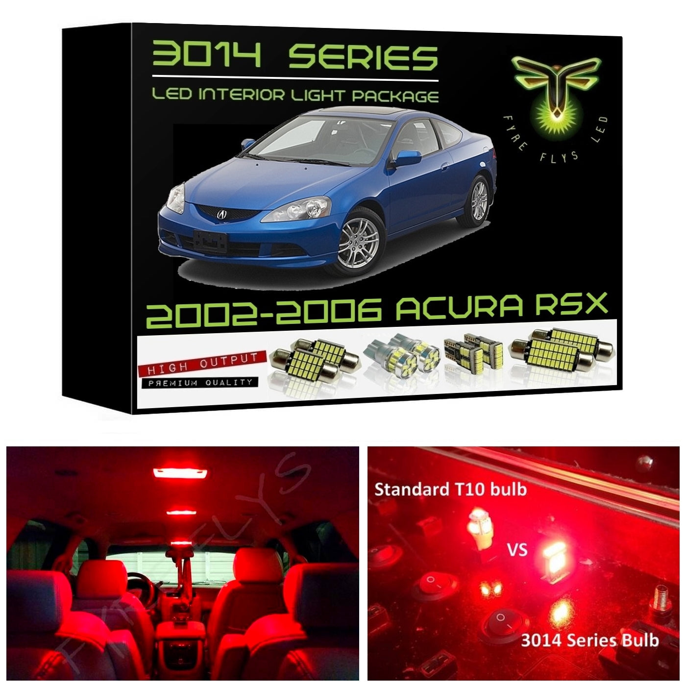 2002-2006 Acura RSX Super Bright 3014 Series LED interior light kit
