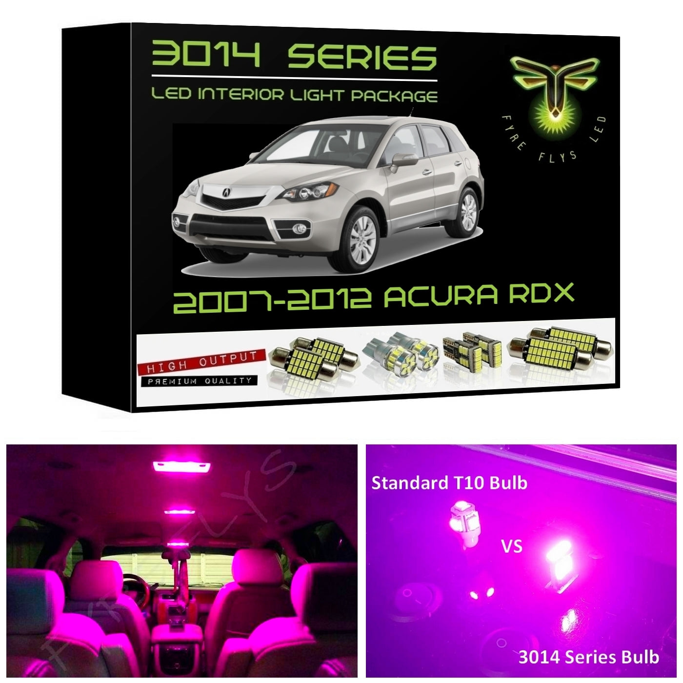 2007-2012 Acura RDX Super Bright 3014 Series LED interior light kit
