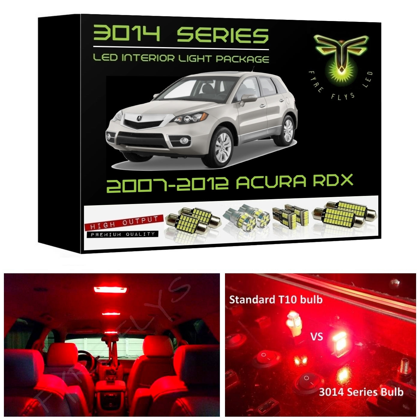 2007-2012 Acura RDX Super Bright 3014 Series LED interior light kit