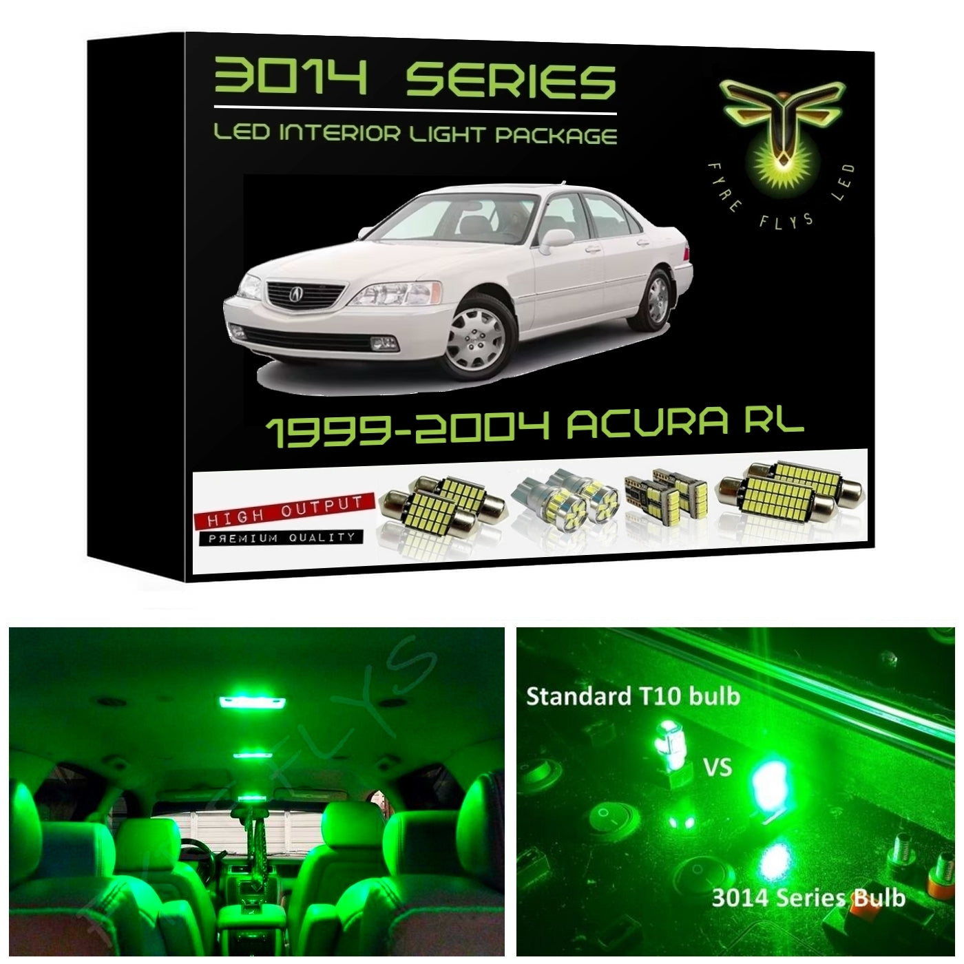 1999-2004 Acura RL Super Bright 3014 Series LED interior light kit