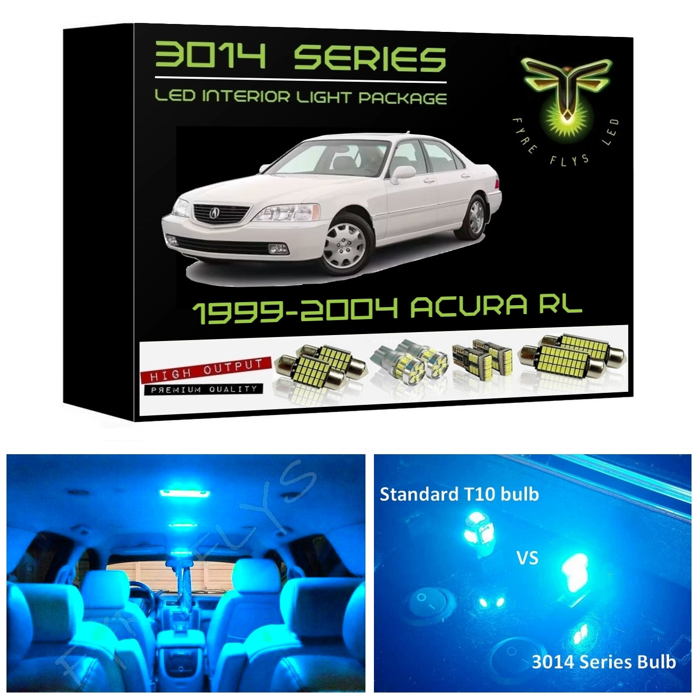 1999-2004 Acura RL Super Bright 3014 Series LED interior light kit