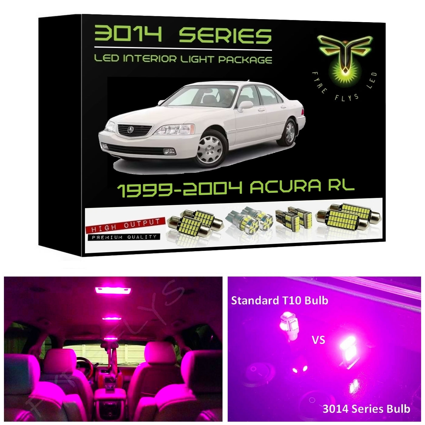1999-2004 Acura RL Super Bright 3014 Series LED interior light kit