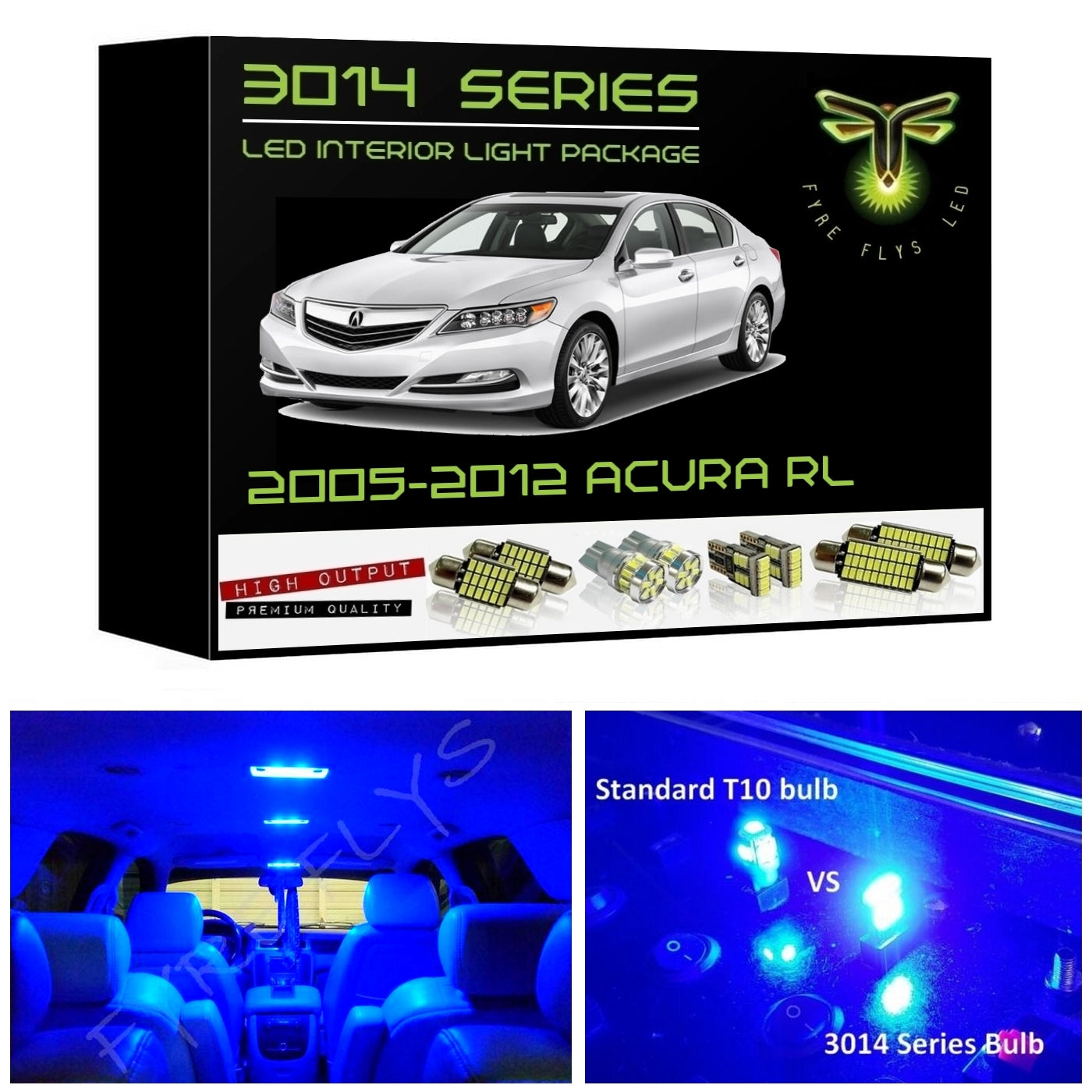 2005-2012 Acura RL Super Bright 3014 Series LED interior light kit