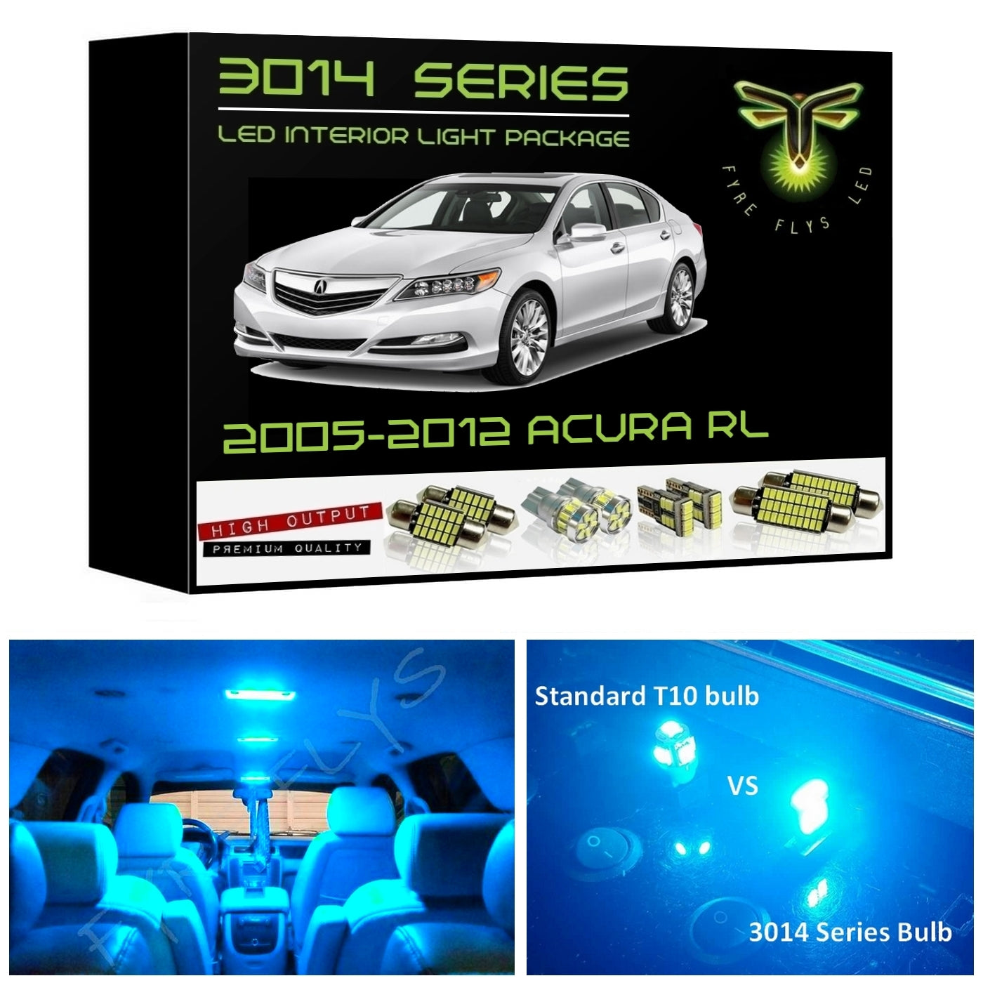 2005-2012 Acura RL Super Bright 3014 Series LED interior light kit