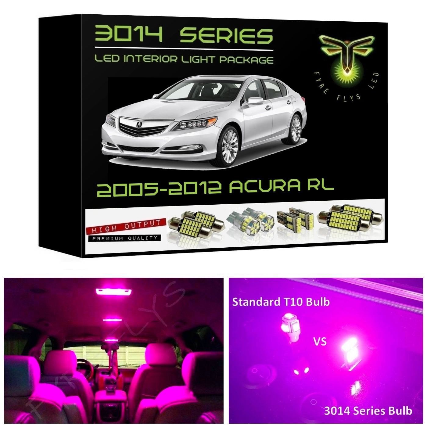 2005-2012 Acura RL Super Bright 3014 Series LED interior light kit