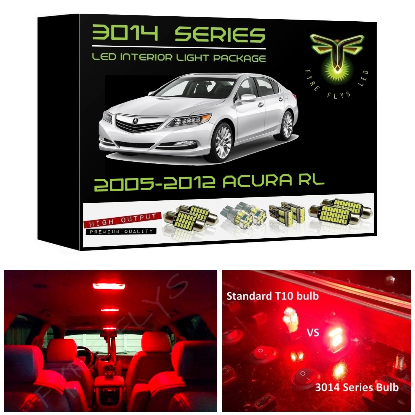 2005-2012 Acura RL Super Bright 3014 Series LED interior light kit