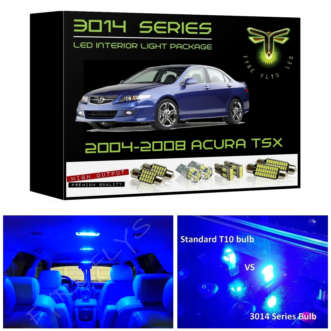 2004-2008 Acura TSX Super Bright 3014 Series LED interior light kit