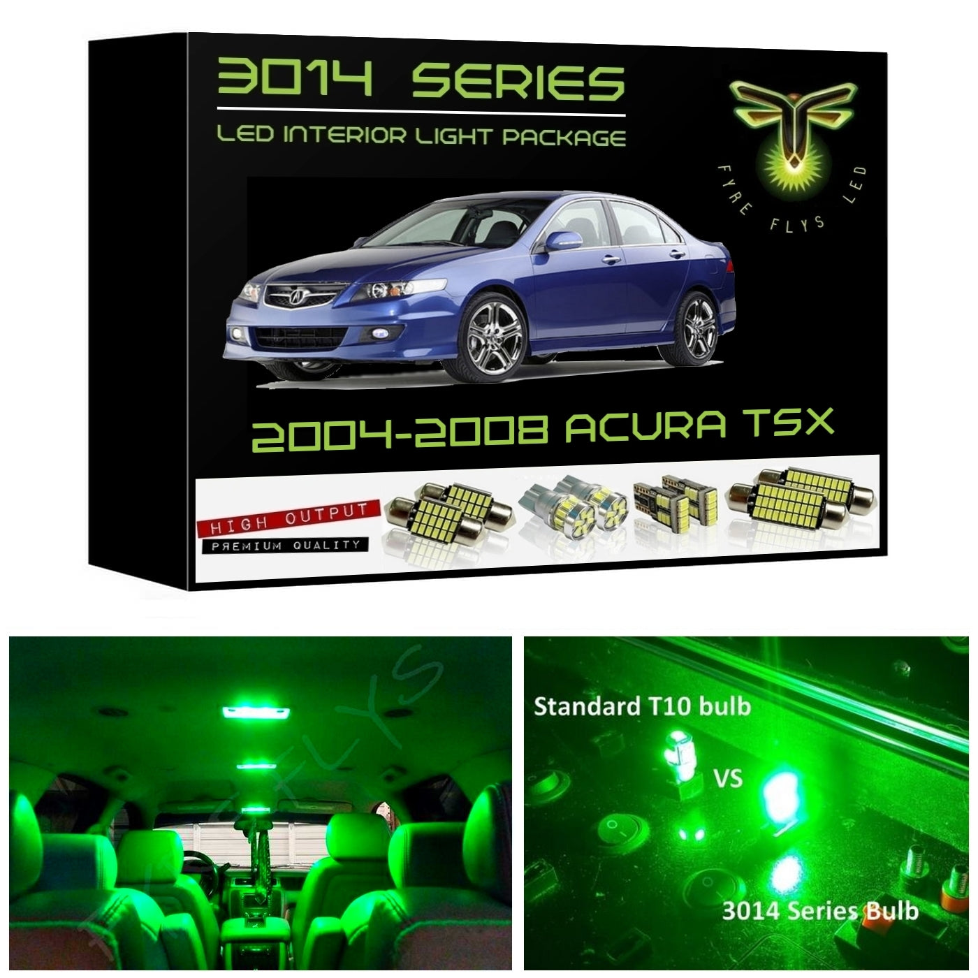 2004-2008 Acura TSX Super Bright 3014 Series LED interior light kit
