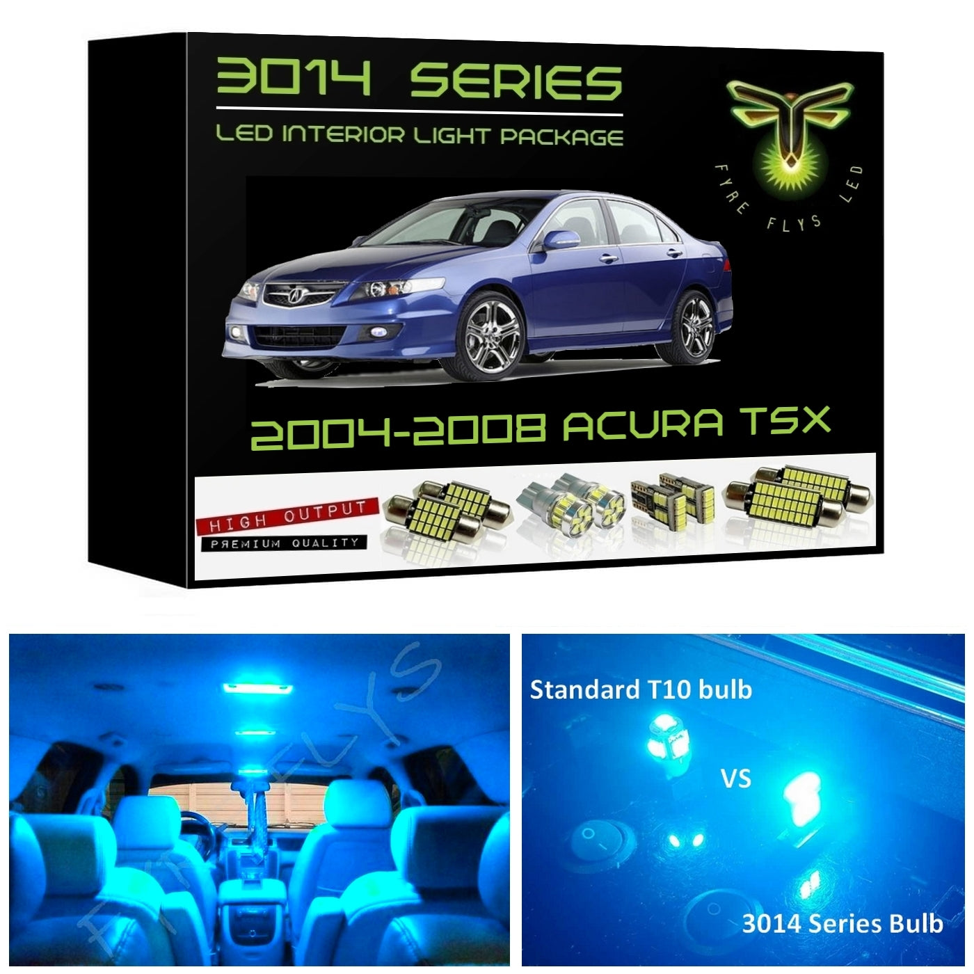 2004-2008 Acura TSX Super Bright 3014 Series LED interior light kit