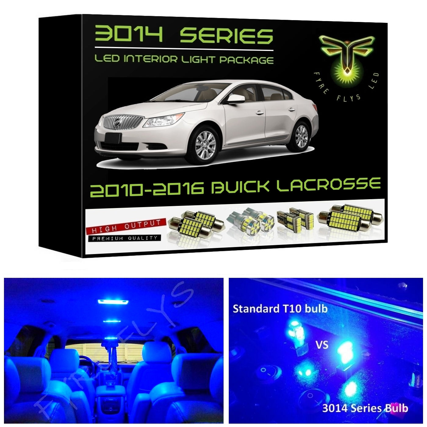 2010-2016 Buick LaCrosse Super Bright 3014 Series LED interior light kit