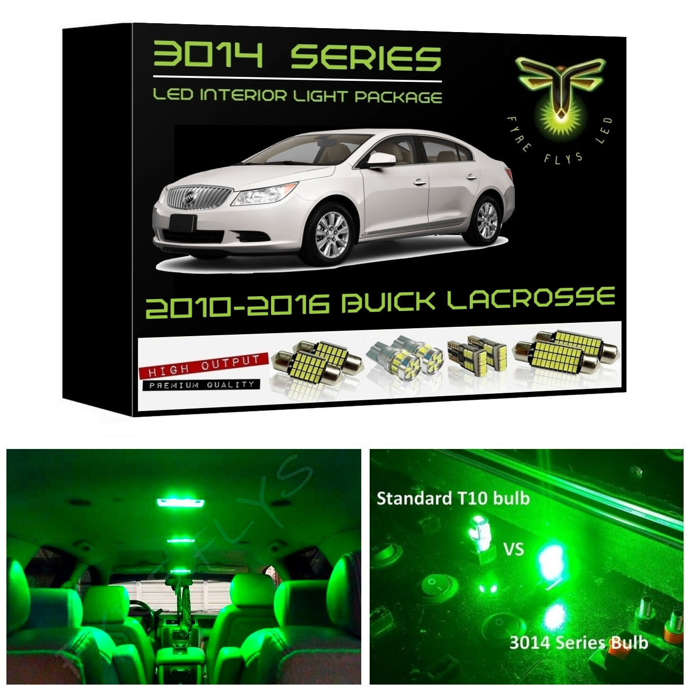 2010-2016 Buick LaCrosse Super Bright 3014 Series LED interior light kit