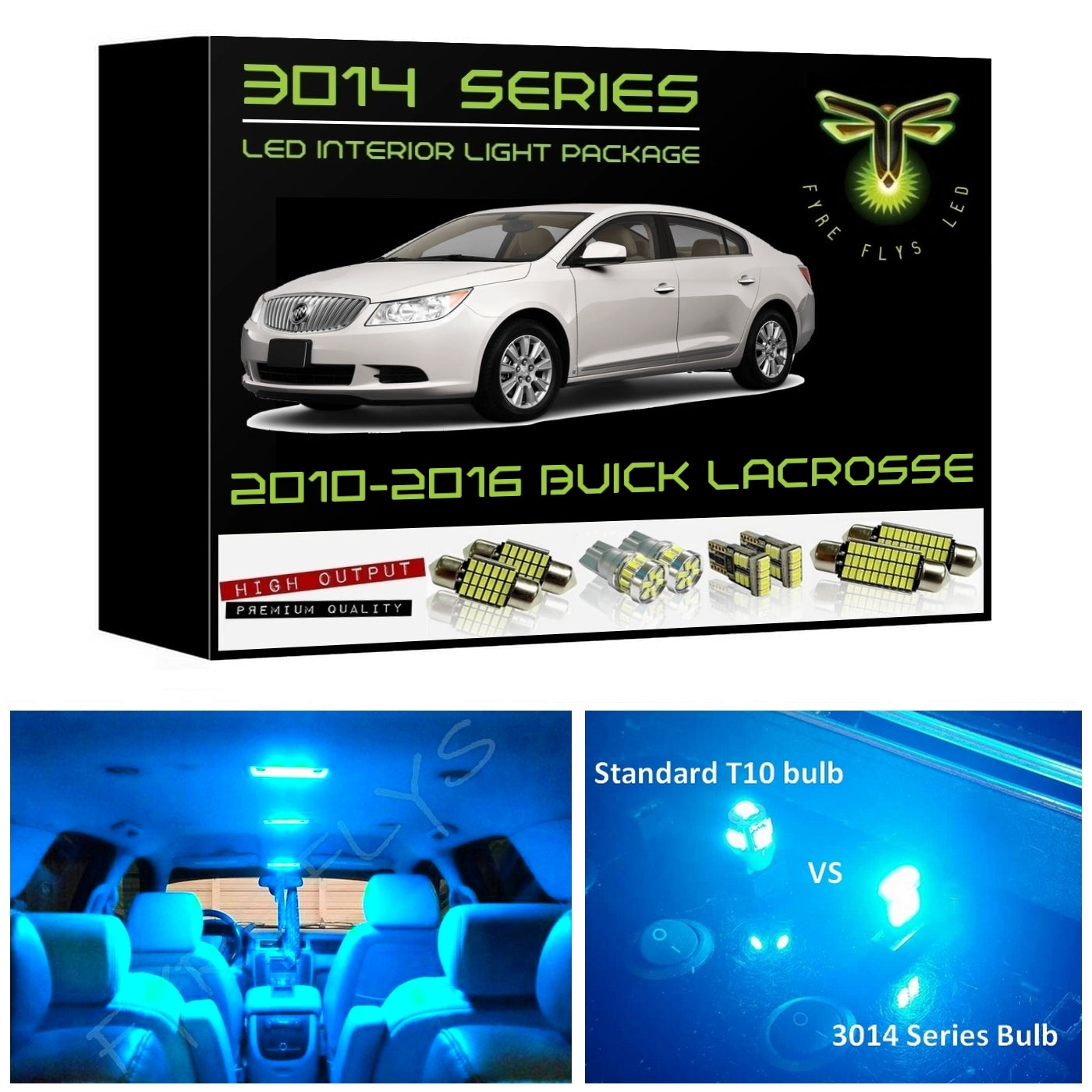 2010-2016 Buick LaCrosse Super Bright 3014 Series LED interior light kit