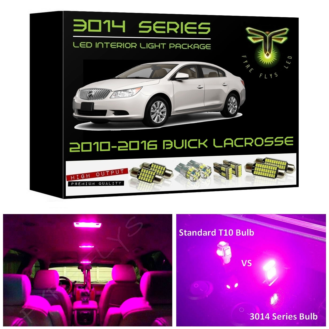 2010-2016 Buick LaCrosse Super Bright 3014 Series LED interior light kit