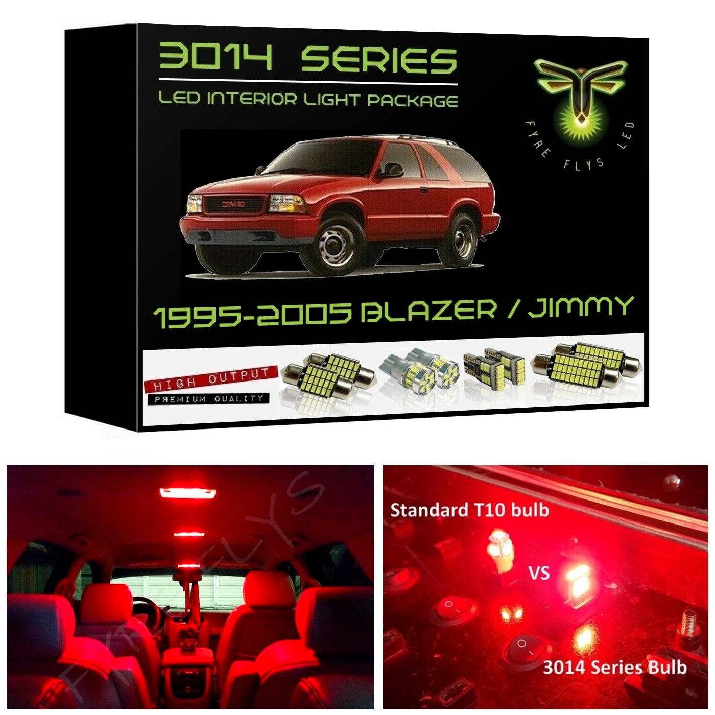 1995-2005 Chevy Blazer or GMC Jimmy Super Bright 3014 Series LED interior light kit