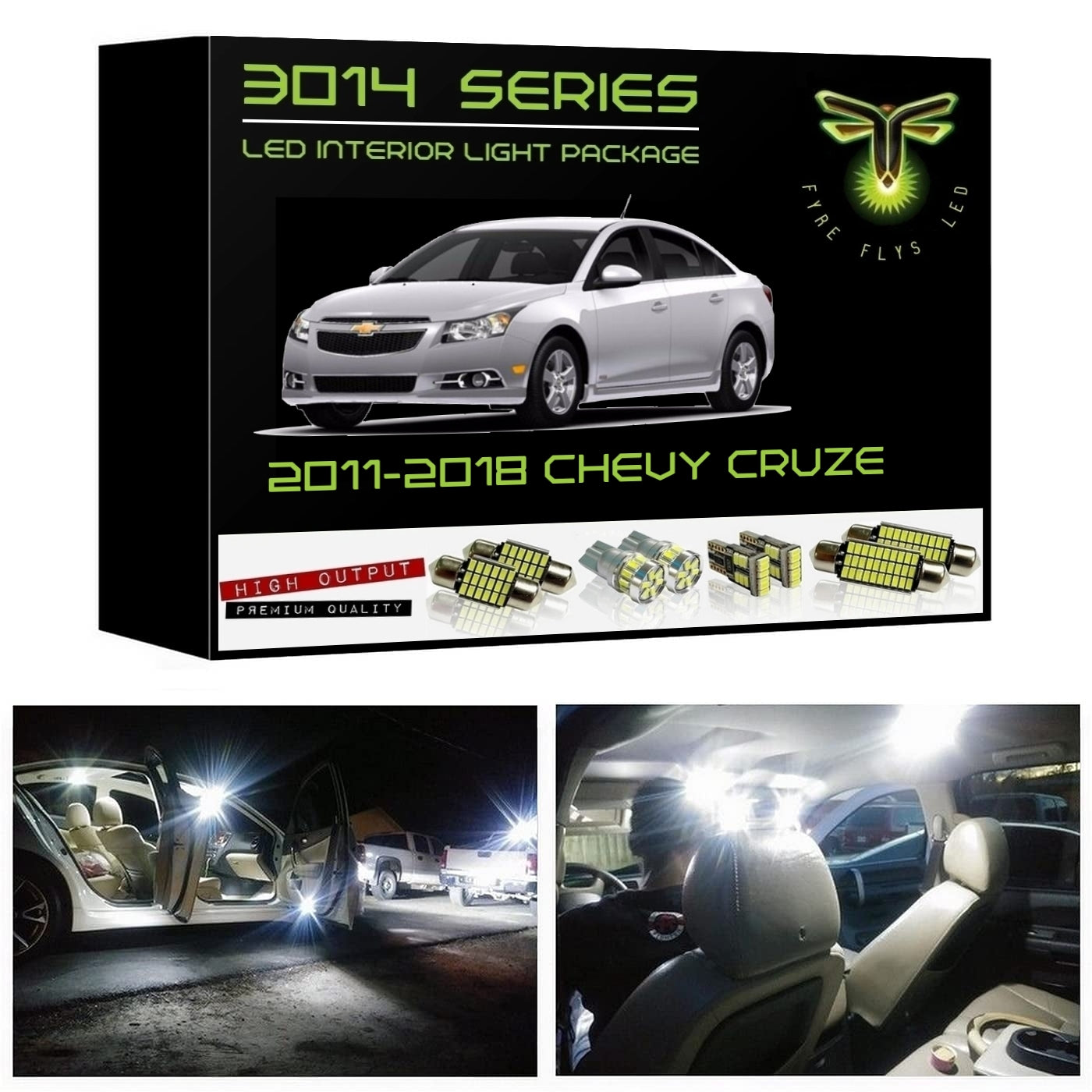 2011-2018 Chevrolet Cruze Super Bright 3014 Series LED interior light kit Sedan or Hatchback