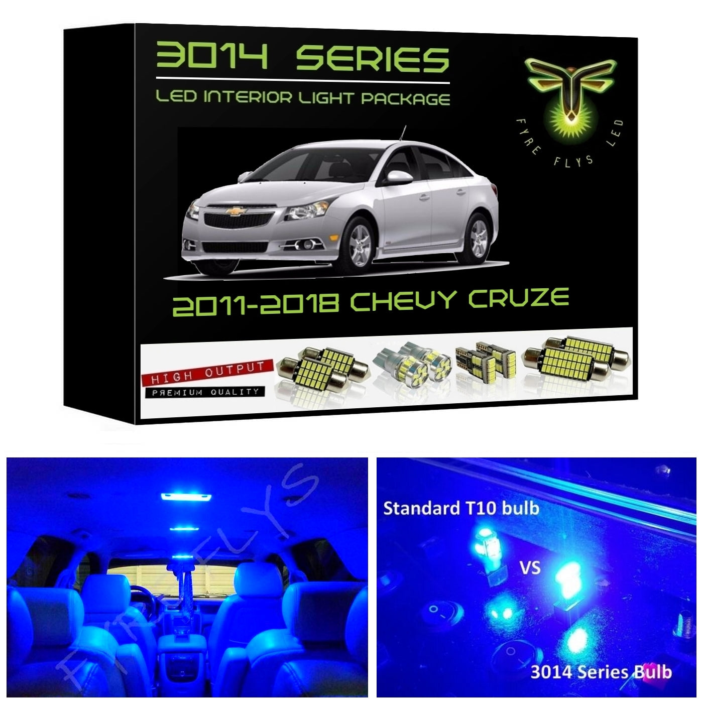 2011-2018 Chevrolet Cruze Super Bright 3014 Series LED interior light kit Sedan or Hatchback