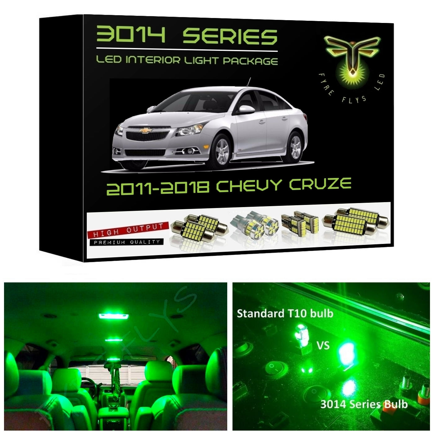 2011-2018 Chevrolet Cruze Super Bright 3014 Series LED interior light kit Sedan or Hatchback