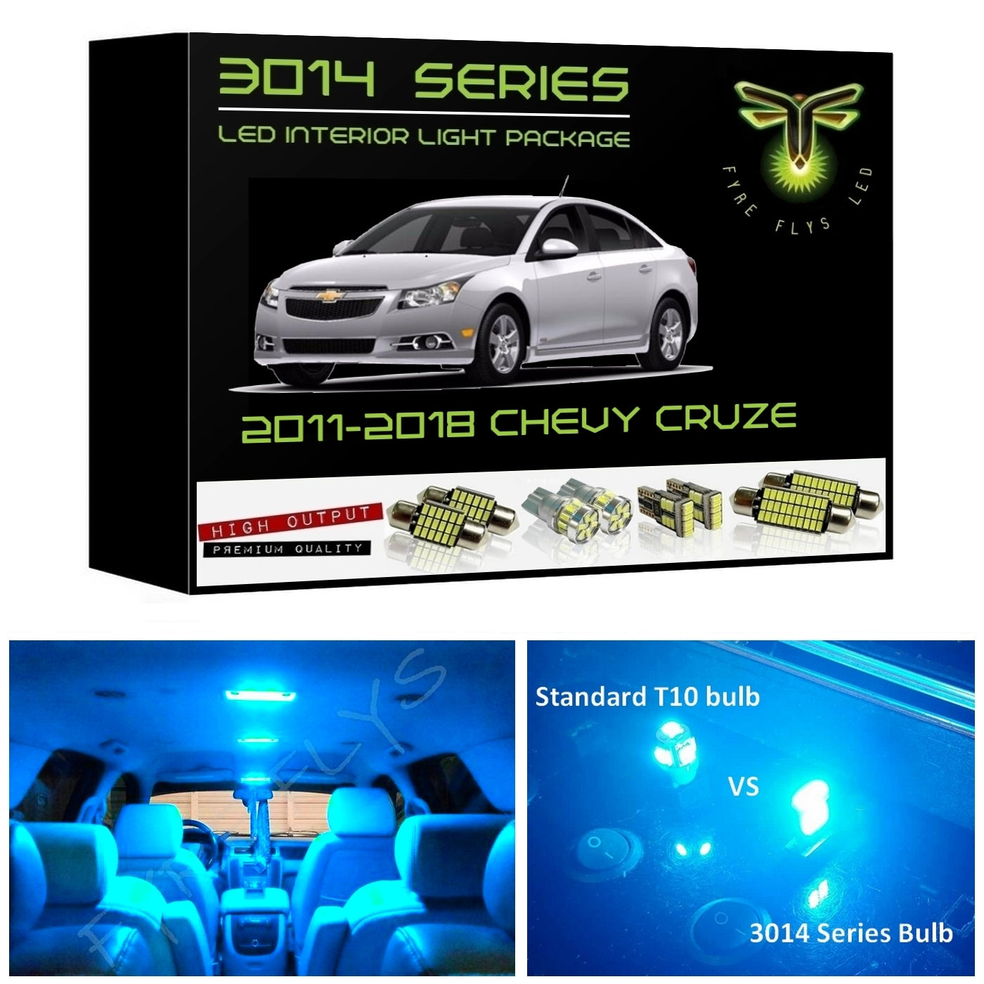 2011-2018 Chevrolet Cruze Super Bright 3014 Series LED interior light kit Sedan or Hatchback