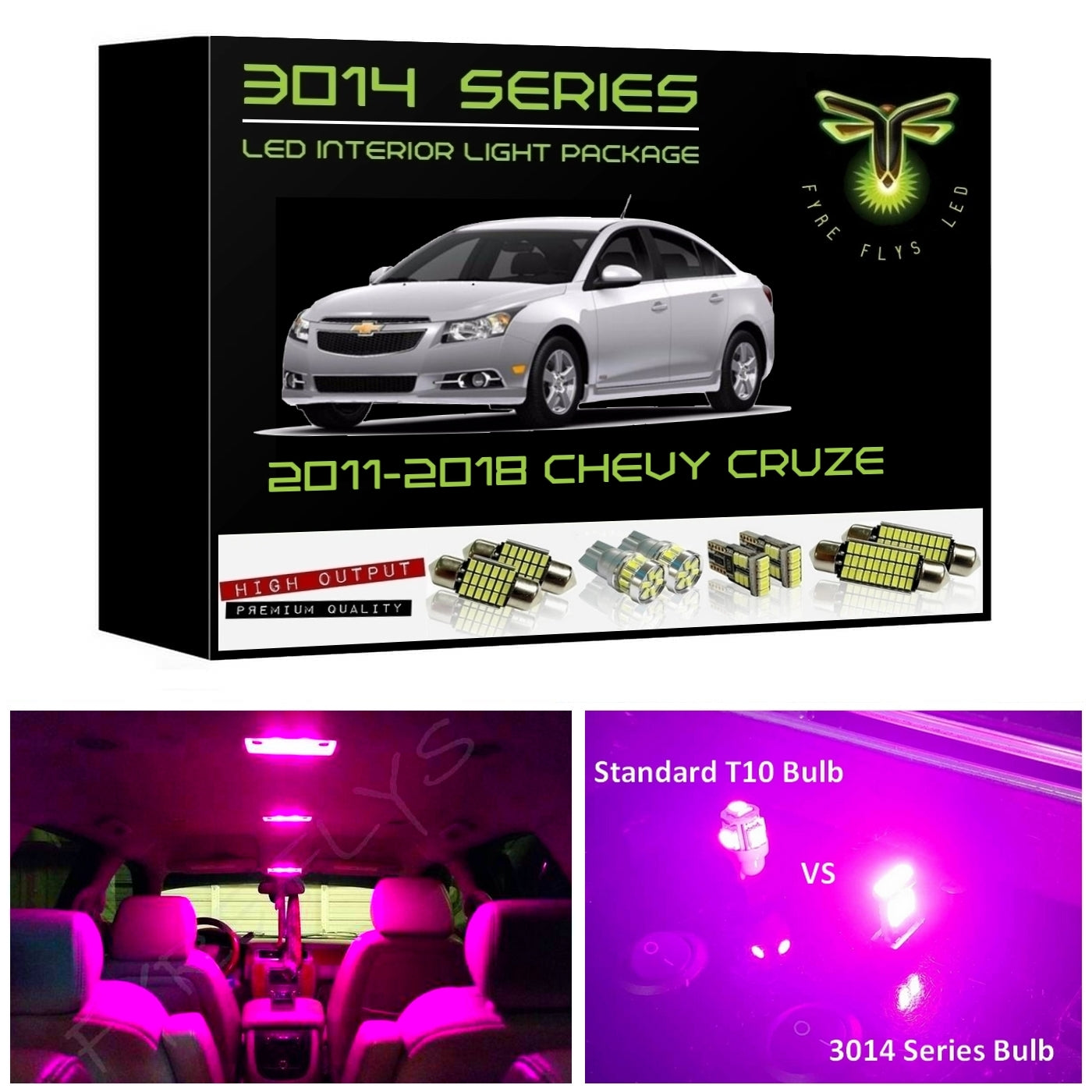 2011-2018 Chevrolet Cruze Super Bright 3014 Series LED interior light kit Sedan or Hatchback