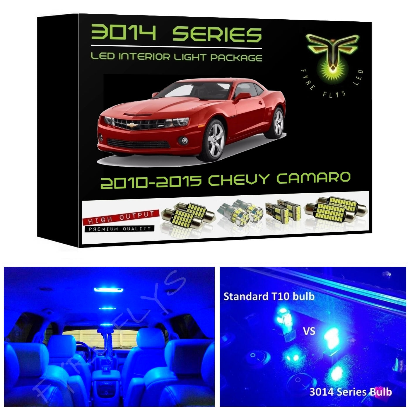 2010-2015 Chevy Camaro Super Bright 3014 Series LED interior light kit