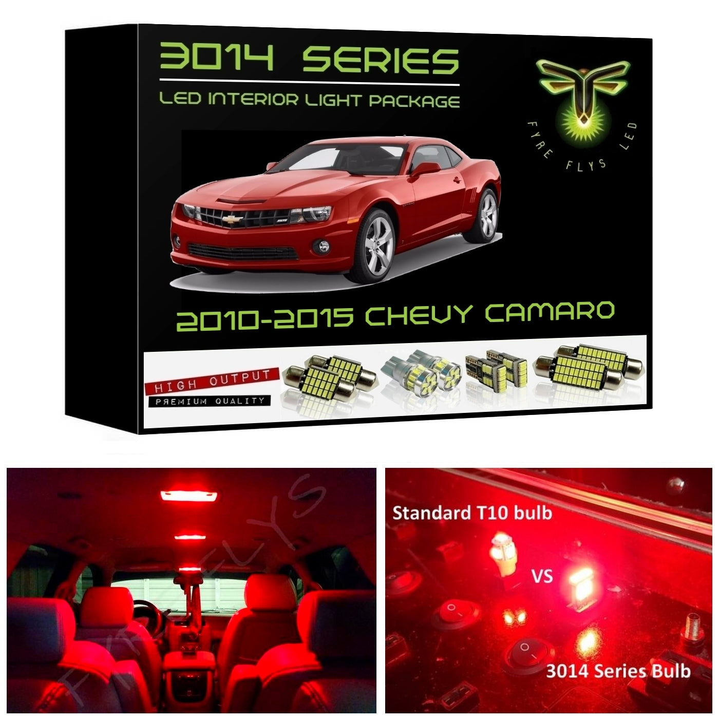 2010-2015 Chevy Camaro Super Bright 3014 Series LED interior light kit