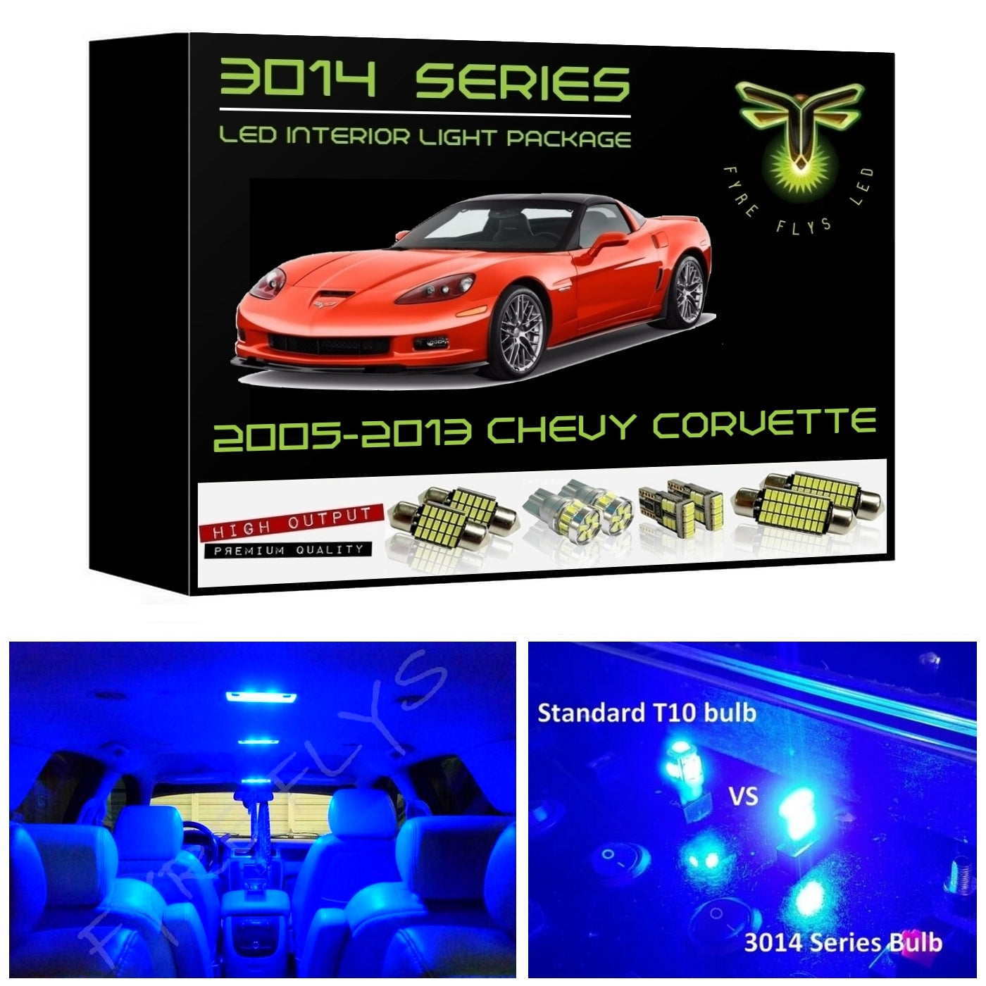 2005-2013 Chevy Corvette C6 Super Bright 3014 Series LED interior light kit
