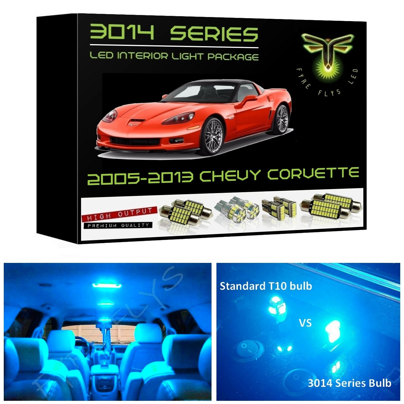 2005-2013 Chevy Corvette C6 Super Bright 3014 Series LED interior light kit