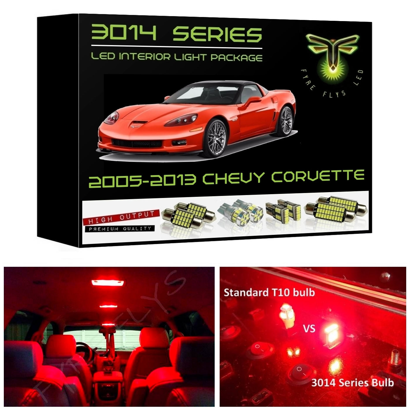 2005-2013 Chevy Corvette C6 Super Bright 3014 Series LED interior light kit