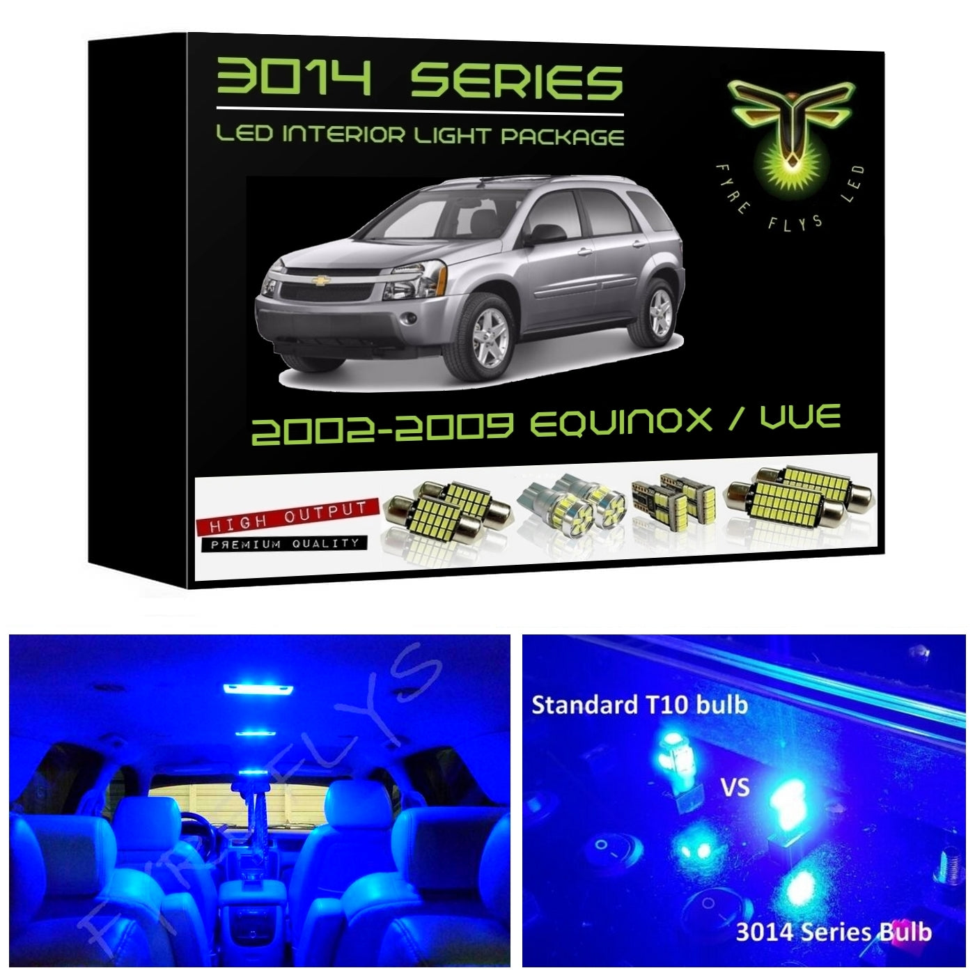 2002-2009 Chevy Equinox / Saturn Vue Super Bright 3014 Series LED interior light kit