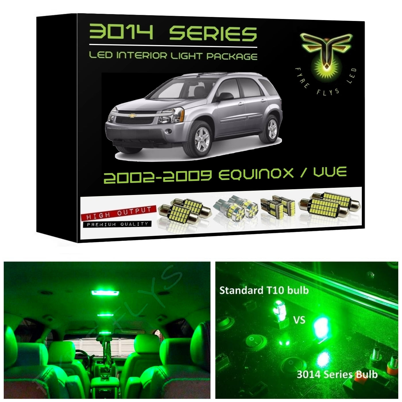 2002-2009 Chevy Equinox / Saturn Vue Super Bright 3014 Series LED interior light kit